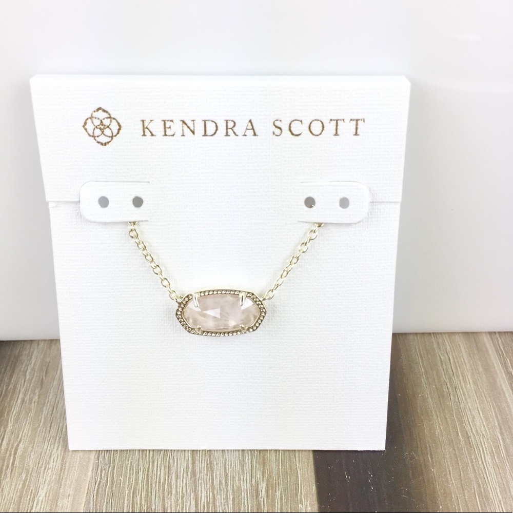 Kendra Scott Elisa rose quartz gold necklace